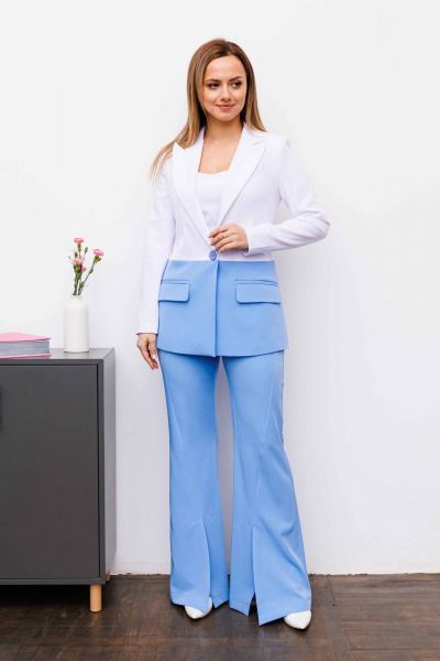 Брюки, жакет AURA otd 9195 белый, голубой - фото 6