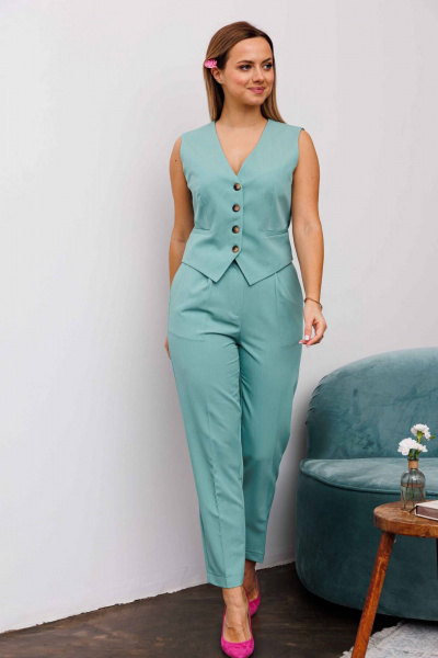 Брюки, жилет AURA otd 9199 шалфей - фото 6