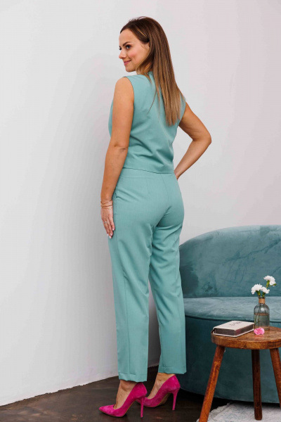 Брюки, жакет, жилет AURA otd 9201 шалфей - фото 6