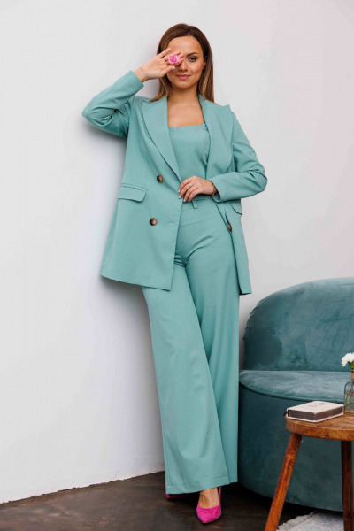 Брюки, жакет AURA otd 9203 шалфей - фото 1