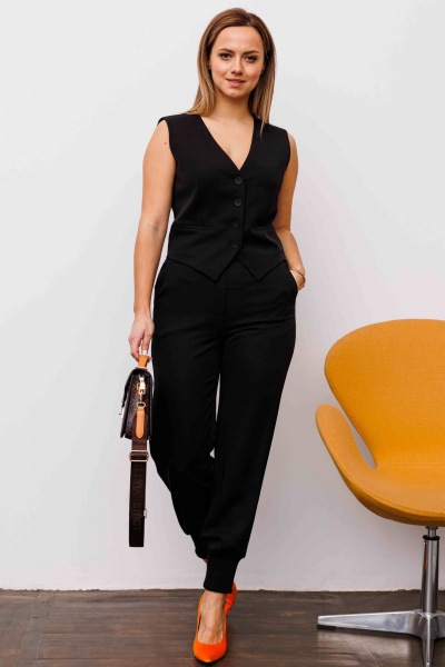 Костюм 2-ка из текстиля с брюками и жилетом AURA otd 9206 черный - фото 7