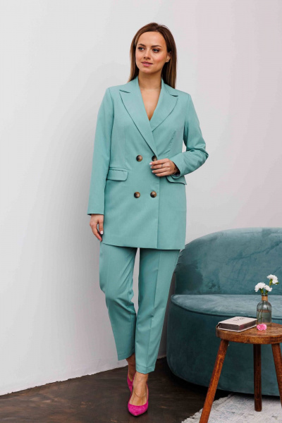 Брюки, жакет, жилет AURA otd 9201 шалфей - фото 2
