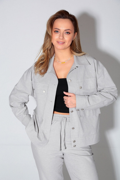 Демисезонный комплект куртка и брюки зауженного кроя из текстиля Liona Style 893 серый - фото 3