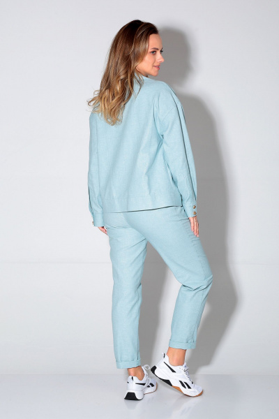 Демисезонный комплект куртка и брюки зауженного кроя из текстиля Liona Style 893 лазурный - фото 2