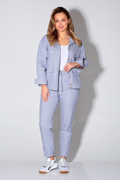 Демисезонный комплект куртка и брюки зауженного кроя из текстиля Liona Style 893 синий - фото 1