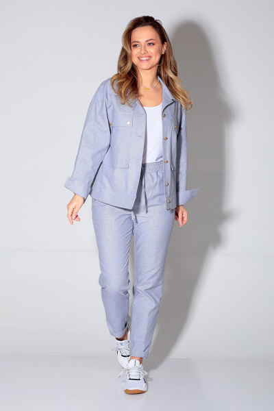 Демисезонный комплект куртка и брюки зауженного кроя из текстиля Liona Style 893 синий - фото 3