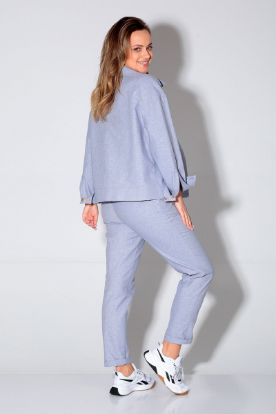 Демисезонный комплект куртка и брюки зауженного кроя из текстиля Liona Style 893 синий - фото 2