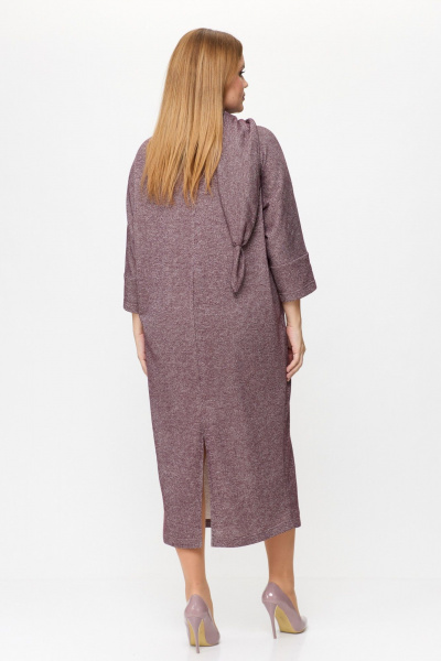 Демисезонное платье из трикотажа с разрезом и шарфом-украшением Michel chic 2157 бордовый,блеск - фото 6