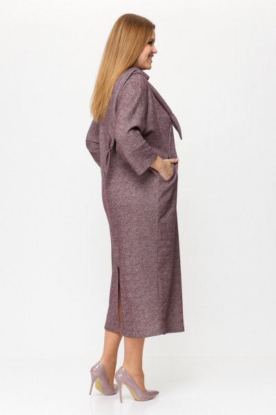 Демисезонное платье из трикотажа с разрезом и шарфом-украшением Michel chic 2157 бордовый,блеск - фото 5