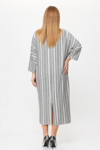 Бохо-платье из вискозы и трикотажа с карманами и разрезом Michel chic 2157 серый,белый - фото 5