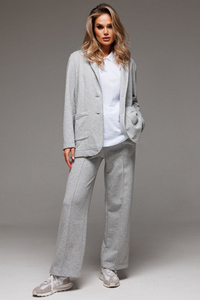 Костюм-двойка из футера с логотипом и открытыми швами GO F3065/50-04.170-176 - фото 2