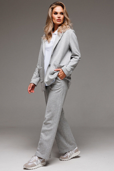 Костюм-двойка из футера с логотипом и открытыми швами GO F3065/50-04.170-176 - фото 3