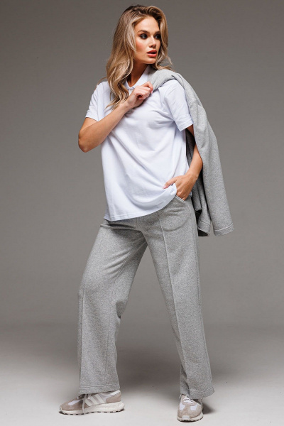 Костюм-двойка из футера с логотипом и открытыми швами GO F3065/50-04.170-176 - фото 8