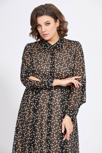 Платье-рубашка с принтом горох и поясом из шифона Bazalini 4888 - фото 2