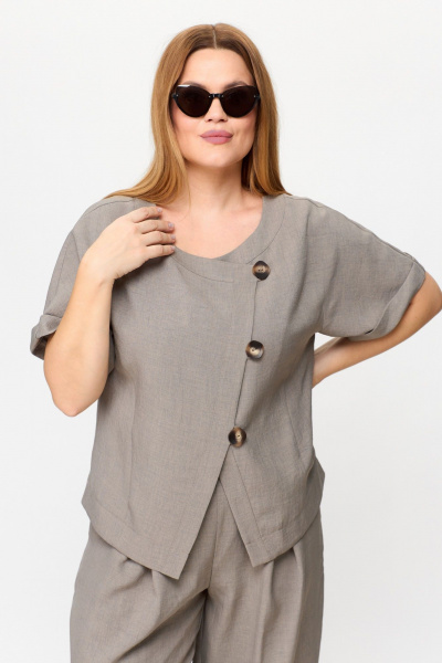 Серлый женский костюм из льна-вишера с укороченным жакетом Michel chic 1337/1 бейлис - фото 6