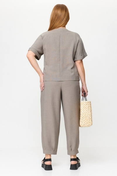 Серлый женский костюм из льна-вишера с укороченным жакетом Michel chic 1337/1 бейлис - фото 8