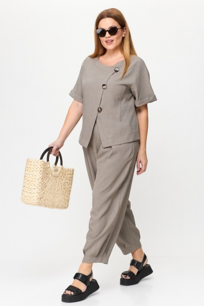 Серлый женский костюм из льна-вишера с укороченным жакетом Michel chic 1337/1 бейлис - фото 3