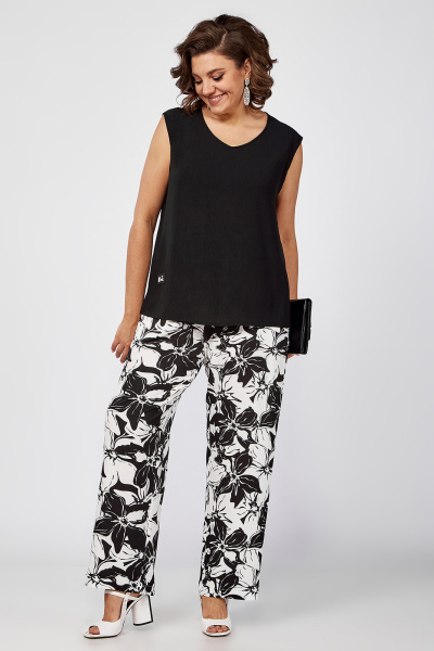 Брючный костюм из текстиля с разрезами и спущенным плечом Algranda А3971-2 - фото 3