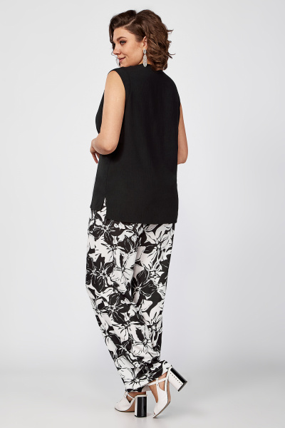 Брючный костюм из текстиля с разрезами и спущенным плечом Algranda А3971-2 - фото 4