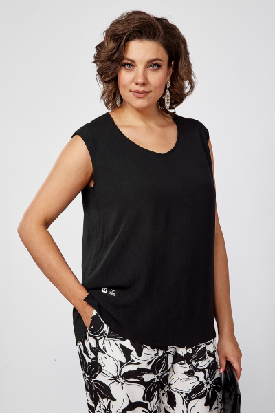 Брючный костюм из текстиля с разрезами и спущенным плечом Algranda А3971-2 - фото 5