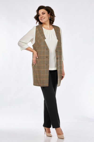 Блуза, брюки, жилет Jurimex 3075 черный+беж - фото 1