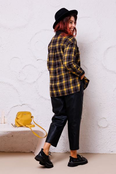 Брюки и рубашка состав из текстиля и экокожи Mubliz 132 желтый - фото 13