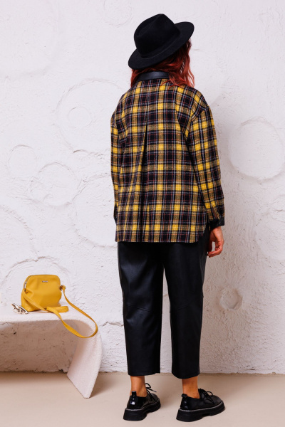 Брюки и рубашка состав из текстиля и экокожи Mubliz 132 желтый - фото 12