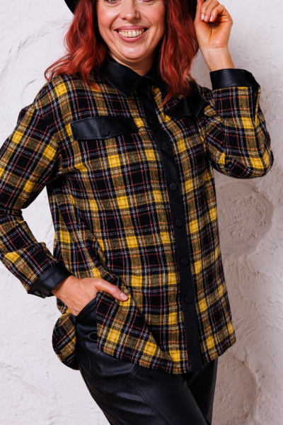 Брюки и рубашка состав из текстиля и экокожи Mubliz 132 желтый - фото 9