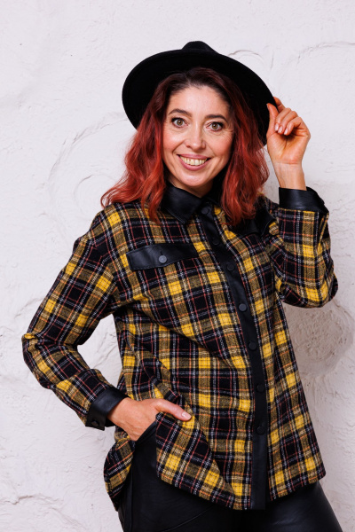 Брюки и рубашка состав из текстиля и экокожи Mubliz 132 желтый - фото 8