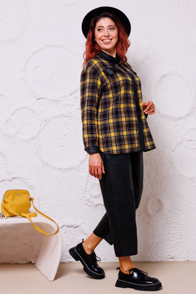 Брюки и рубашка состав из текстиля и экокожи Mubliz 132 желтый - фото 7