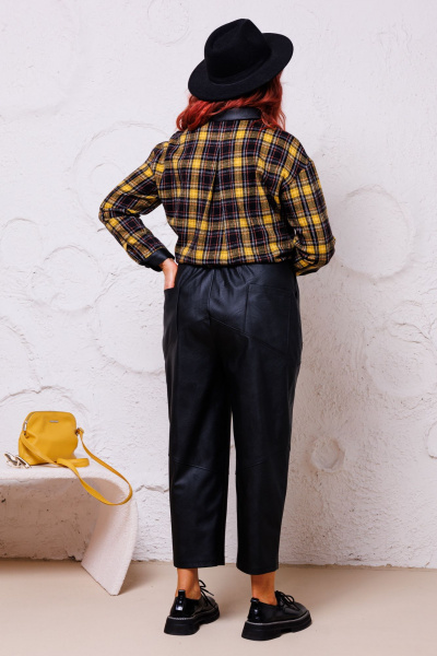 Брюки и рубашка состав из текстиля и экокожи Mubliz 132 желтый - фото 2