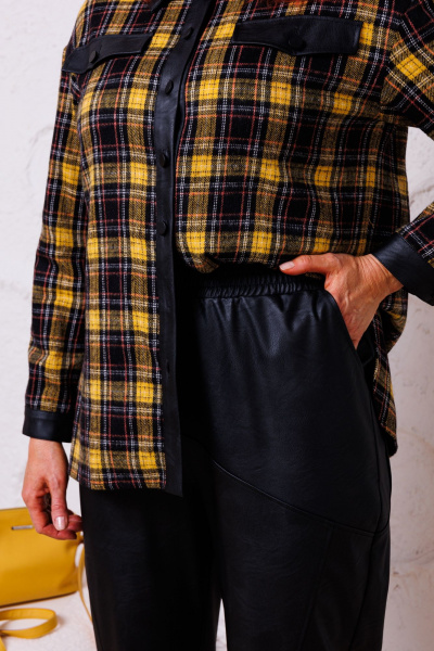 Брюки и рубашка состав из текстиля и экокожи Mubliz 132 желтый - фото 4