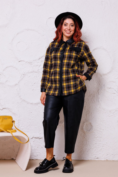 Брюки и рубашка состав из текстиля и экокожи Mubliz 132 желтый - фото 3