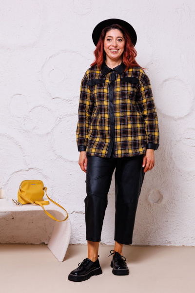 Брюки и рубашка состав из текстиля и экокожи Mubliz 132 желтый - фото 1