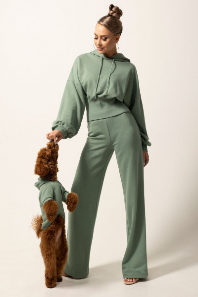 Демисезонные спортивные брюки из хлопка и трикотажа Golden Valley 1093 светло-зеленый - фото 1