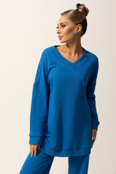 Спортивный свитшот оверсайз с V-образным вырезом Golden Valley 2348 синий - фото 3