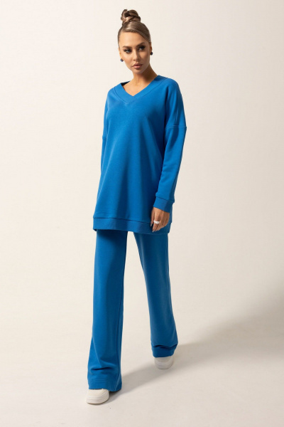 Спортивный свитшот оверсайз с V-образным вырезом Golden Valley 2348 синий - фото 2