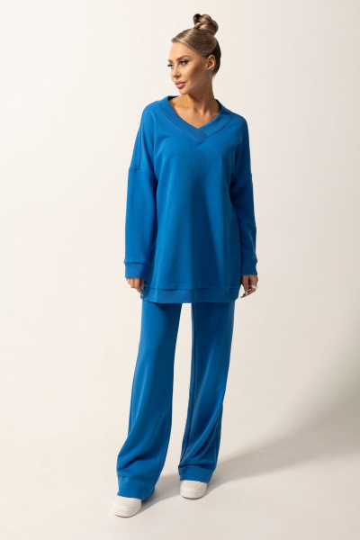 Спортивный свитшот оверсайз с V-образным вырезом Golden Valley 2348 синий - фото 1