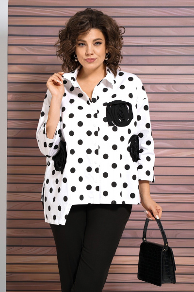 Блуза, брюки Alani Collection 2056 белый+черный - фото 5