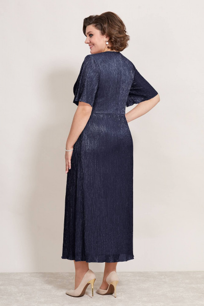 Синее платье с плиссировкой, нарядное и эффектное Mira Fashion 5393-2 - фото 2