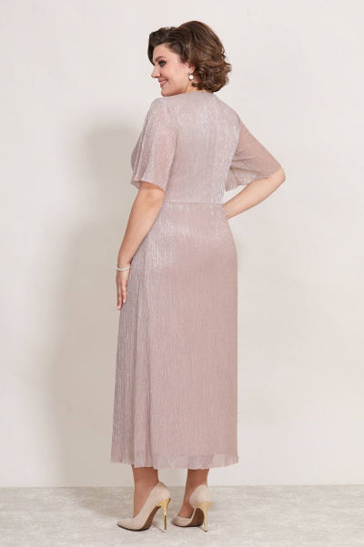Розовое платье с плиссировкой, эффектное для события Mira Fashion 5393 - фото 2