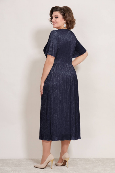 Синее кружевное платье с стразами, эффектное Mira Fashion 5392-2 - фото 2