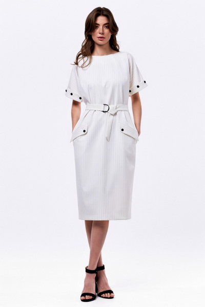 Платье KaVaRi 1072 молочный_полоска - фото 1