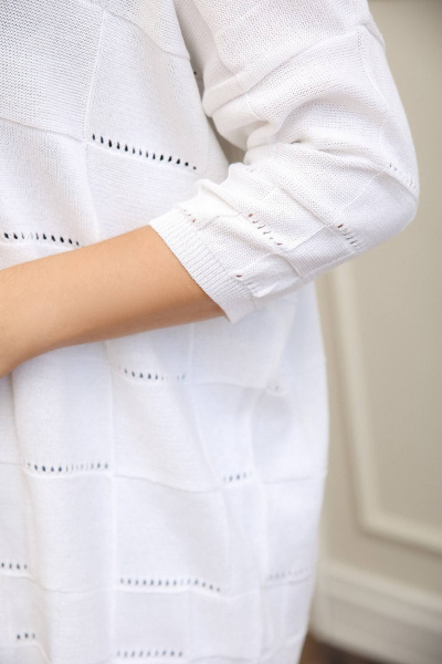 Бесшовный воздушный кардиган из хлопка с геометричным узором Romgil 477-5ТЗ белый - фото 3