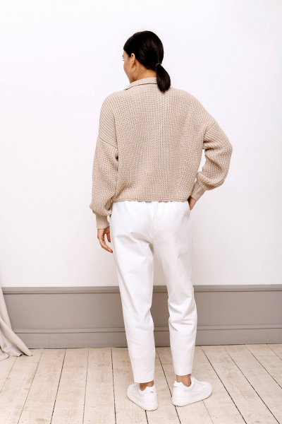 Джемпер вязаный с воротником рубашечного типа Romgil 690ПТЗ слоновая_кость - фото 6