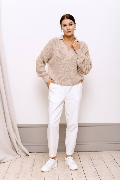 Джемпер вязаный с воротником рубашечного типа Romgil 690ПТЗ слоновая_кость - фото 5