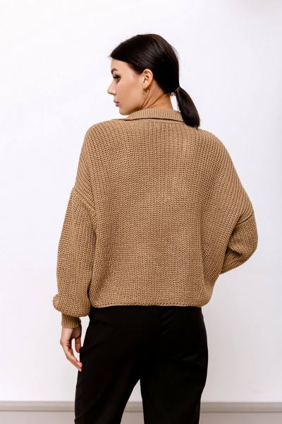 Женский джемпер вязаный рубашечного стиля Romgil 690ПТЗ светло-коричневый - фото 2
