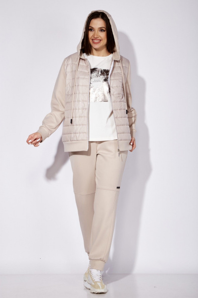 Костюм 2-ка бежевый с двусторонней курткой и брюками TAiER 1262 - фото 11