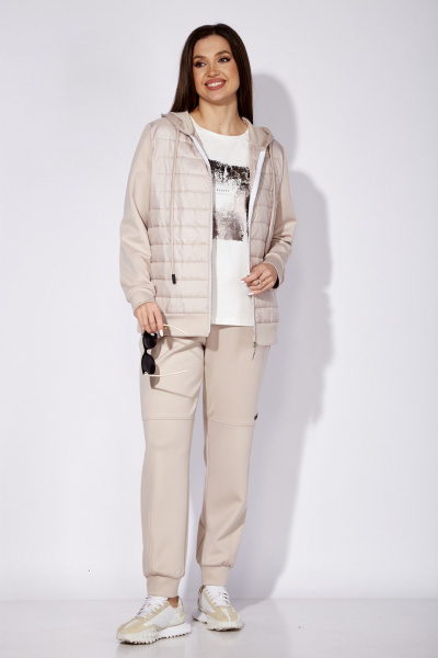 Костюм 2-ка бежевый с двусторонней курткой и брюками TAiER 1262 - фото 8