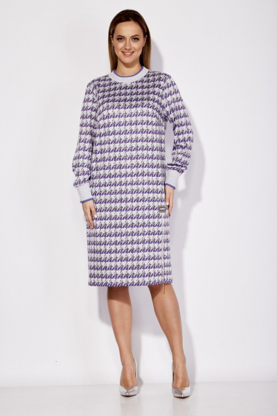 Платье прямого силуэта с длинным рукавом и металлической молнией TAiER 1247 лаванда - фото 1